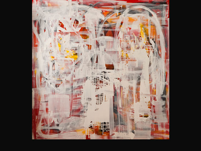 “Detrás del espejo” acrílico de 1,50 x 1,50 mts.