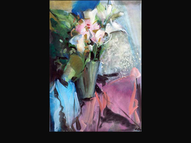 “Tarde con flores” acuarela 64x45 cm.